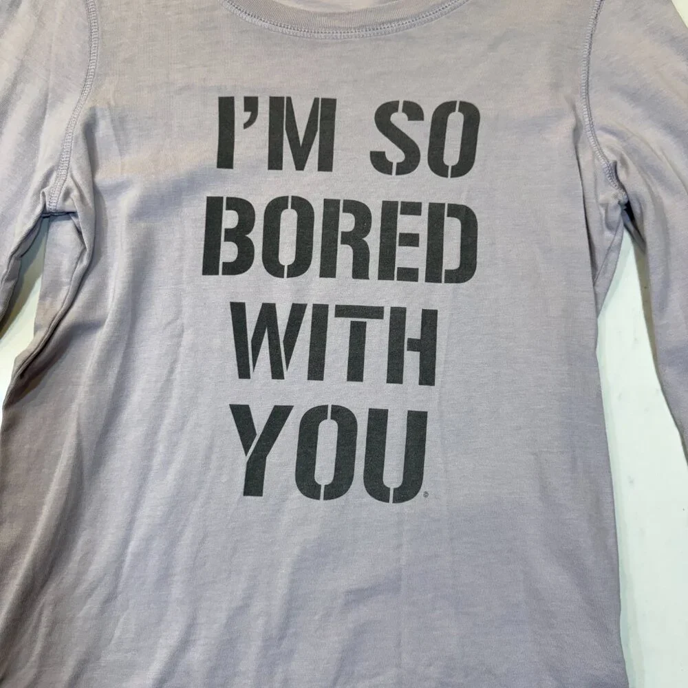 Juicy Couture Lavender Graphic Long Sleeve Tee “I’m So Bored With You” Size M - Picture 3 of 7